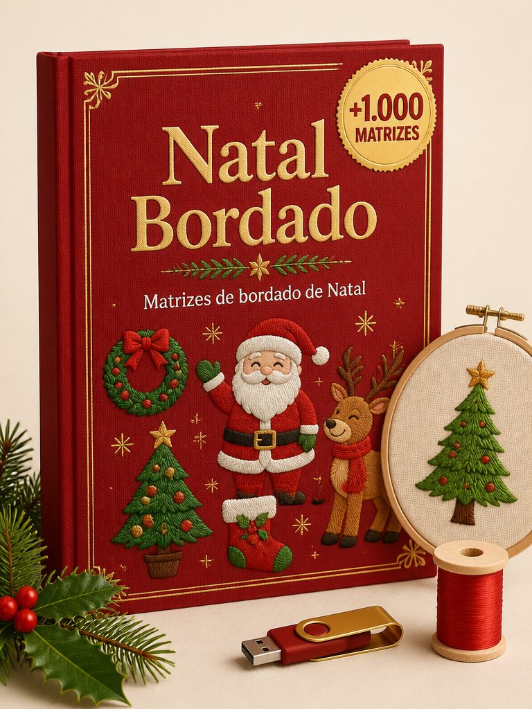 Coleção Natal Bordado, 1.000 matrizes de bordado de Natal
